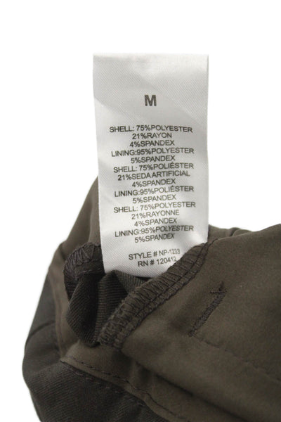 NIA Womens Dress Pants Brown Polyester Button Solid Size M