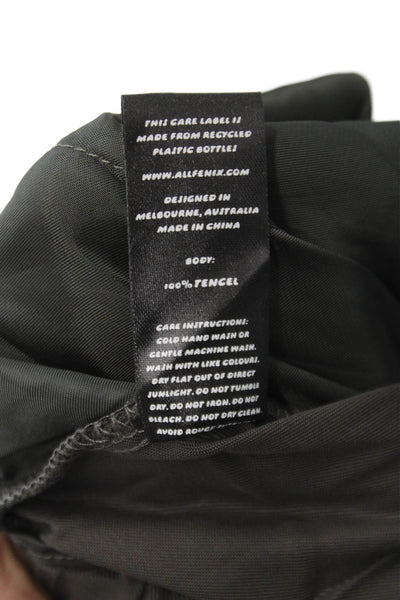 Allfenix Women Cargo Pants Gray Tencel Button Inseam 30 Size M