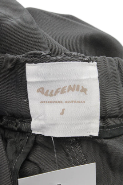 Allfenix Womens Cargo Pants Gray Tencel Button Inseam 30 Size S