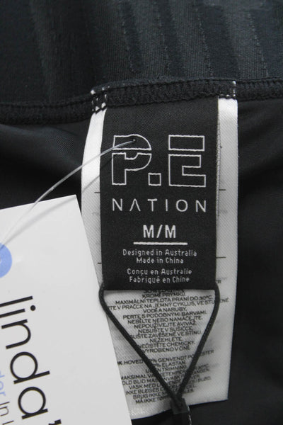 PE Nation Women Black Recycled Polyester Ankle Leggings Size M