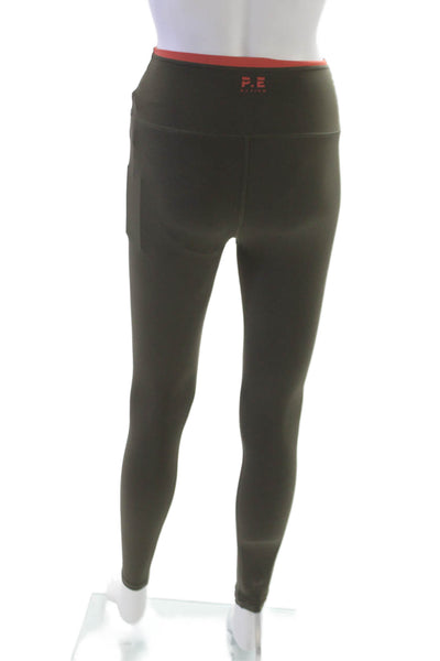 PE Nation Women Compression Leggings Green Nylon Size XS