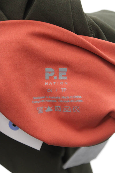PE Nation Women Compression Leggings Green Nylon Size XS