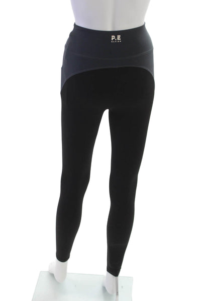 PE Nation Women Ankle Leggings Black Nylon Pull On Size S