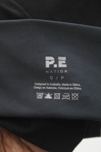 PE Nation Women Ankle Leggings Black Nylon Pull On Size S