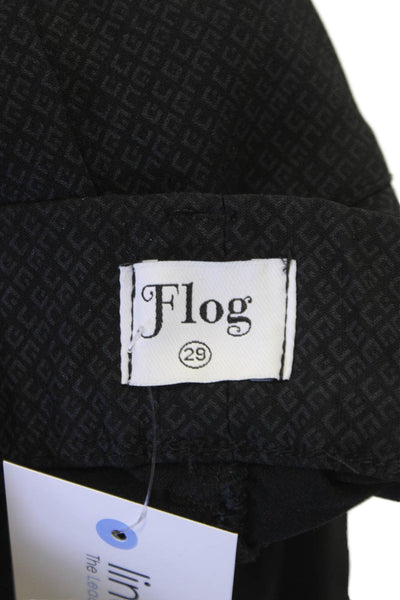 Flog Womens Black Geometric Dress Pants Pull On Cotton Lycra Size 29