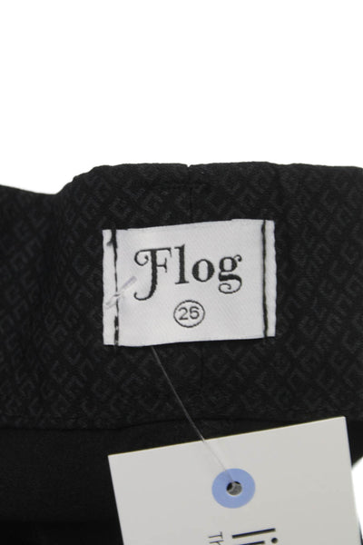 Flog Womens Black Argyle Dress Pants Pull On 98% Cotton Size 26