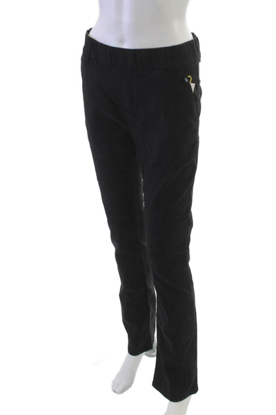 Flog Womens Ankle Pants Black Geometric Cotton Zip Size 30