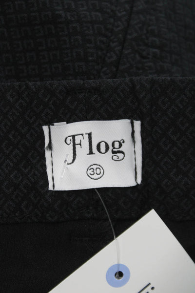 Flog Womens Ankle Pants Black Geometric Cotton Zip Size 30