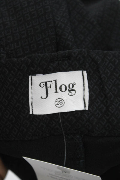 Flog Womens Dress Pants Black Cotton Geometric Pull On Size 28