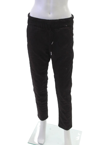 Flog Womens Jogger Pants Black Geometric Cotton Blend Drawstring Size 29