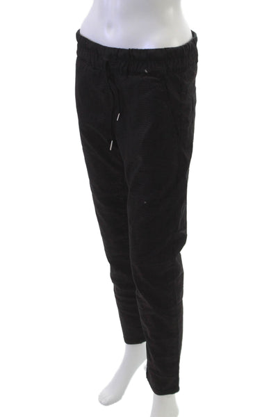 Flog Womens Jogger Pants Black Geometric Cotton Blend Drawstring Size 29