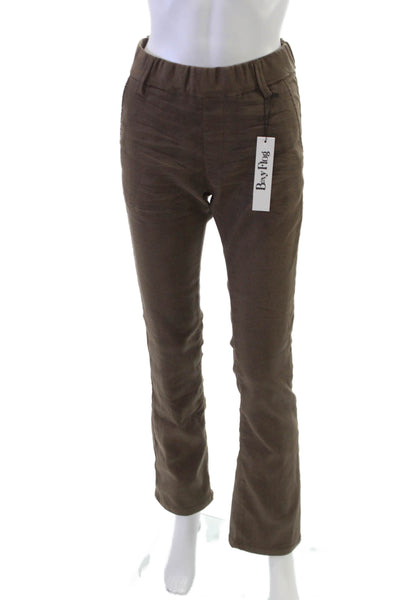 Flog Women Dress Pants Brown Cotton Pull-On Solid Size 27