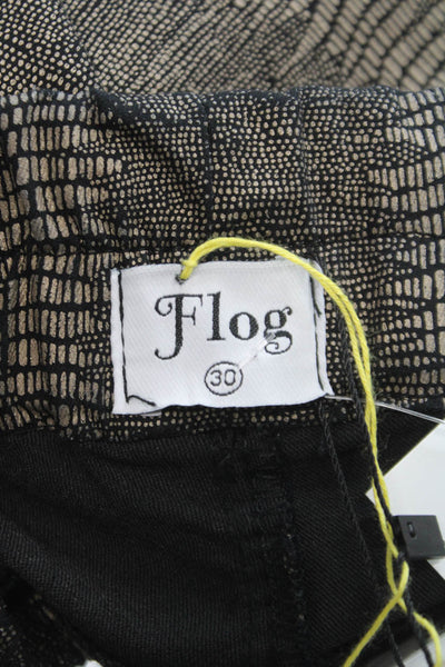Flog Womens Jogger Pants Black Cotton Geometric Drawstring Size 30