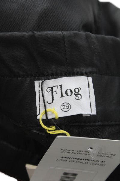 Flog Womens Black Drawstring Cotton Lycra Pants Size 26