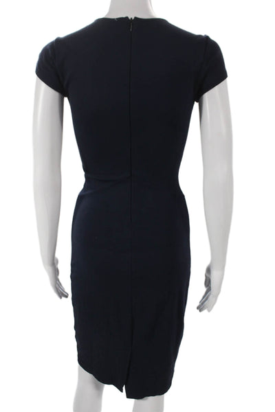 Eight Sixty Women Sheath Dress Blue V-Neck Short Sleeve Zip Size S