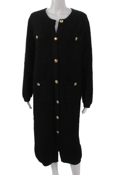 Line And Dot Womens Black Long Sleeve Button Cardigan Mid Calf Size XS