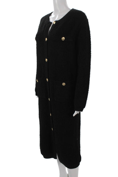 Line And Dot Womens Black Long Sleeve Button Cardigan Mid Calf Size XS