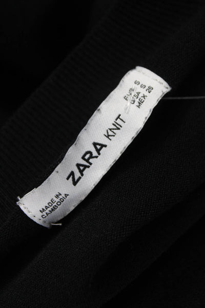 Zara Women Black Viscose Sweater Dress Long Sleeve High Neck Short Size S