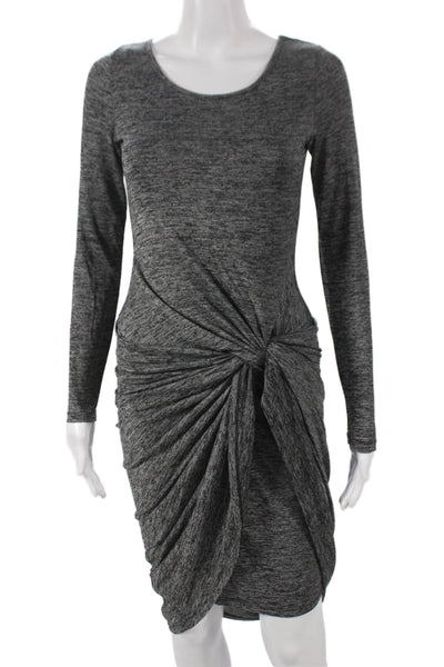 Adrianna Papell Women Bodycon Dress Gray Long Sleeve Scoop Neck Midi Size XS