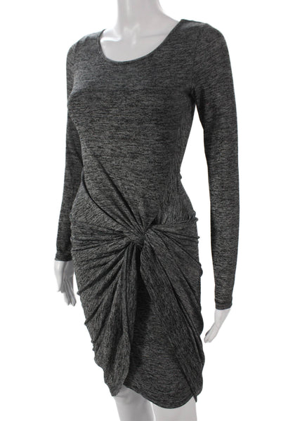 Adrianna Papell Women Bodycon Dress Gray Long Sleeve Scoop Neck Midi Size XS
