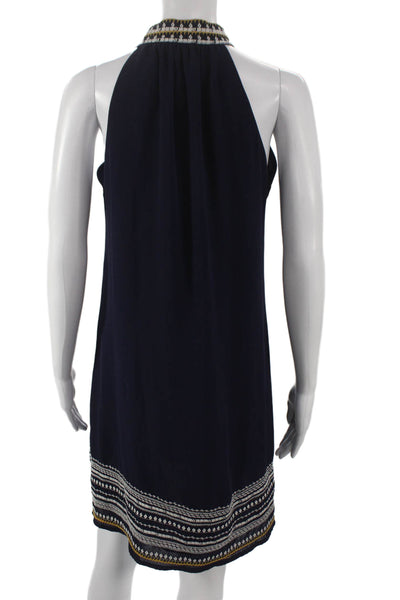 THML Womens Blue Geometric Halter Sleeveless Shift Dress Bohemian Short Size S