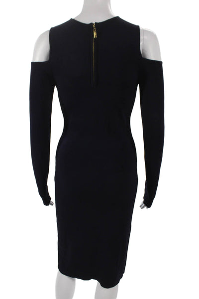 Eliza J Women Bodycon Dress Blue Long Sleeve Zip Size S