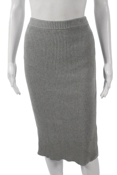 The Fifth Label Women Gray Straight Pencil Midi Skirt 97% Cotton Size S