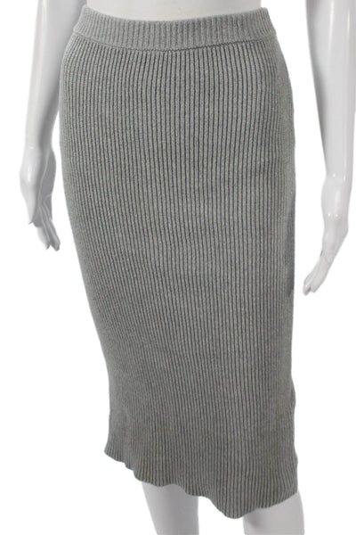 The Fifth Label Women Gray Straight Pencil Midi Skirt 97% Cotton Size S