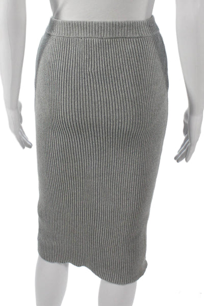 The Fifth Label Women Gray Straight Pencil Midi Skirt 97% Cotton Size S