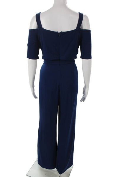 Vince Camuto Womens Blue Off Shoulder Jumpsuit Short Sleeve Zip Size 2