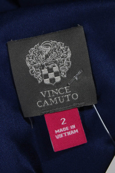 Vince Camuto Womens Blue Off Shoulder Jumpsuit Short Sleeve Zip Size 2