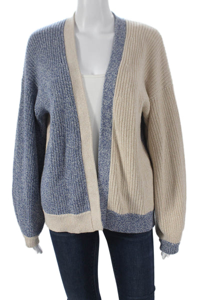 Intermix Women Cardigan V-Neck Cotton Long Sleeve Blue Size PP