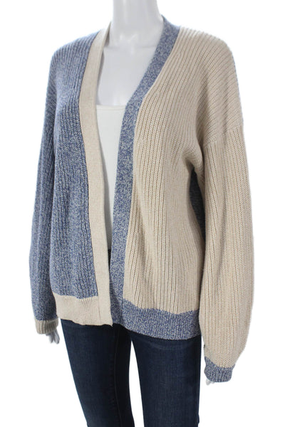 Intermix Women Cardigan V-Neck Cotton Long Sleeve Blue Size PP