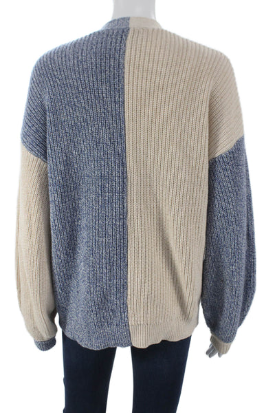 Intermix Women Cardigan V-Neck Cotton Long Sleeve Blue Size PP