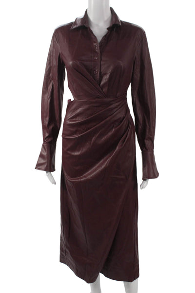 Jonathan Simkhai Women Wrap Dress Red Long Sleeve Size 0