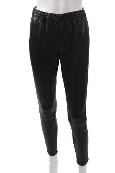 Jonathan Simkhai Women Ankle Leggings Black Polyurethane Solid Size S