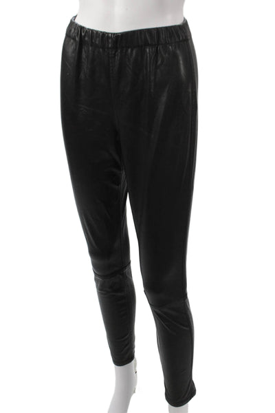 Jonathan Simkhai Women Ankle Leggings Black Polyurethane Solid Size S
