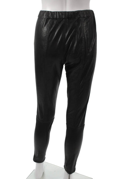Jonathan Simkhai Women Ankle Leggings Black Polyurethane Solid Size S