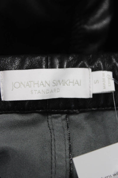 Jonathan Simkhai Women Ankle Leggings Black Polyurethane Solid Size S