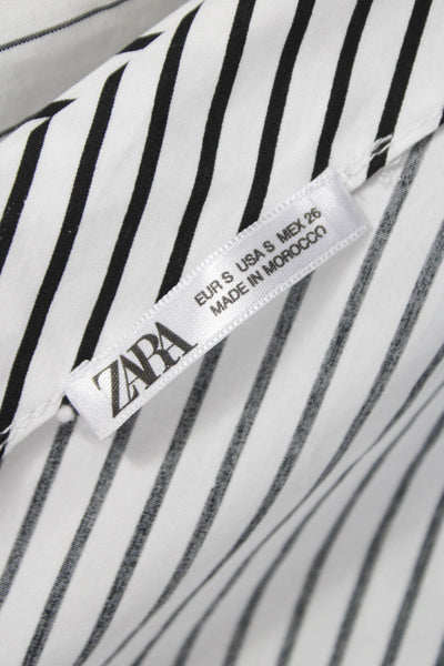 Zara Women Asymmetrical Striped One Shoulder Long Sleeve Blouse Size S