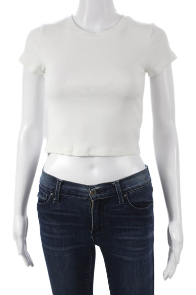 Wilfred Free Womens Cropped T-Shirt White Short Sleeve Size XS