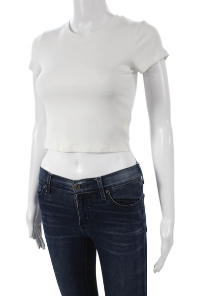 Wilfred Free Womens Cropped T-Shirt White Short Sleeve Size XS