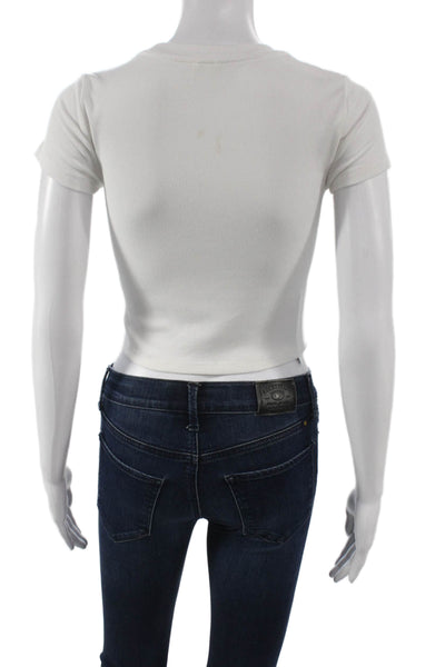Wilfred Free Womens Cropped T-Shirt White Short Sleeve Size XS