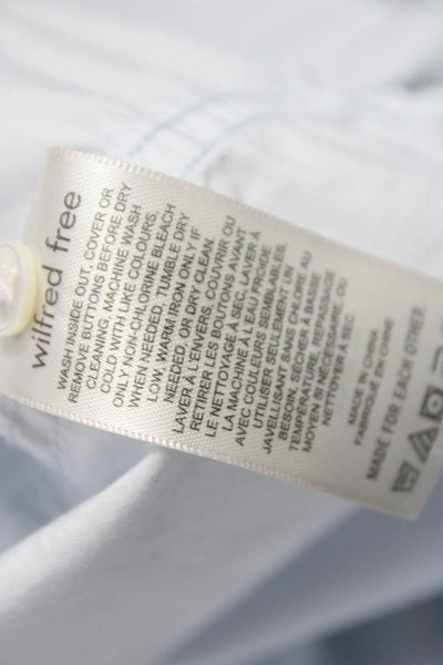 Wilfred Free Womens Blue Cotton Collared Long Sleeve Button-Up Top Size 2XS