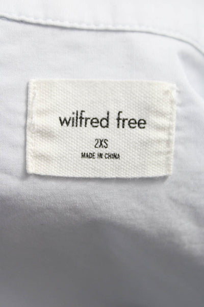 Wilfred Free Womens Blue Cotton Collared Long Sleeve Button-Up Top Size 2XS