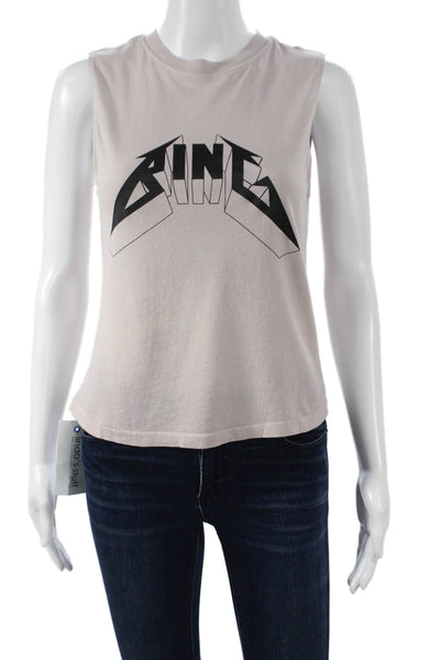 Anine Bing Women Beige Basic Sleeveless Tank Crew 100% Organic Cotton Size XS