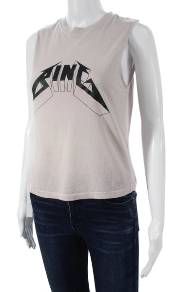 Anine Bing Women Beige Basic Sleeveless Tank Crew 100% Organic Cotton Size XS