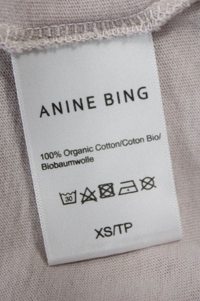 Anine Bing Women Beige Basic Sleeveless Tank Crew 100% Organic Cotton Size XS