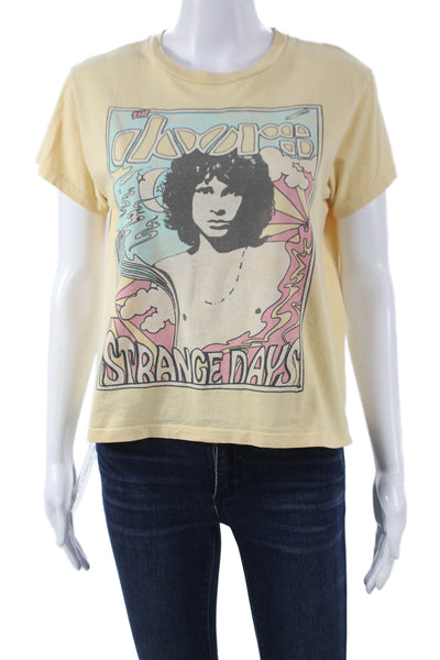 Daydreamer Women Basic Yellow Cotton Crew Neck Short Sleeve T-Shirt Size XS