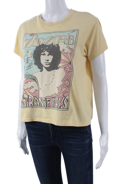 Daydreamer Women Basic Yellow Cotton Crew Neck Short Sleeve T-Shirt Size XS
